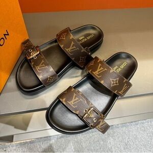 Louis Vuitton Brown Monogram Slide Sandals